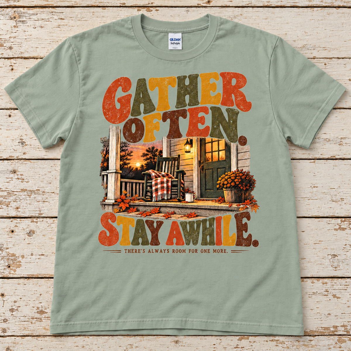 Gather Often, Stay Awhile Tee — Adult