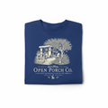Open Porch Co. Gildan Logo Tee in Cobalt with large porch scene on front