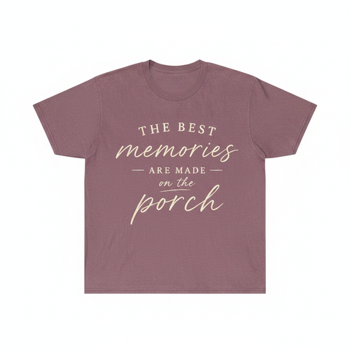 Best Memories Tee in Berry with typography graphic center chest
