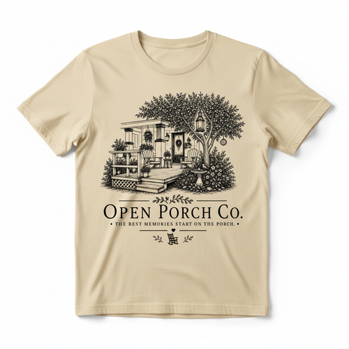 Open Porch Co. Cream Tee Mockup